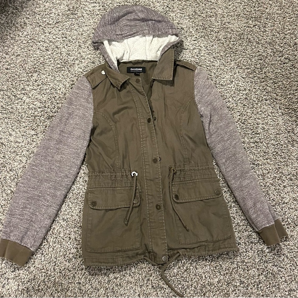 CoffeeShop Olive and Gray Jacket